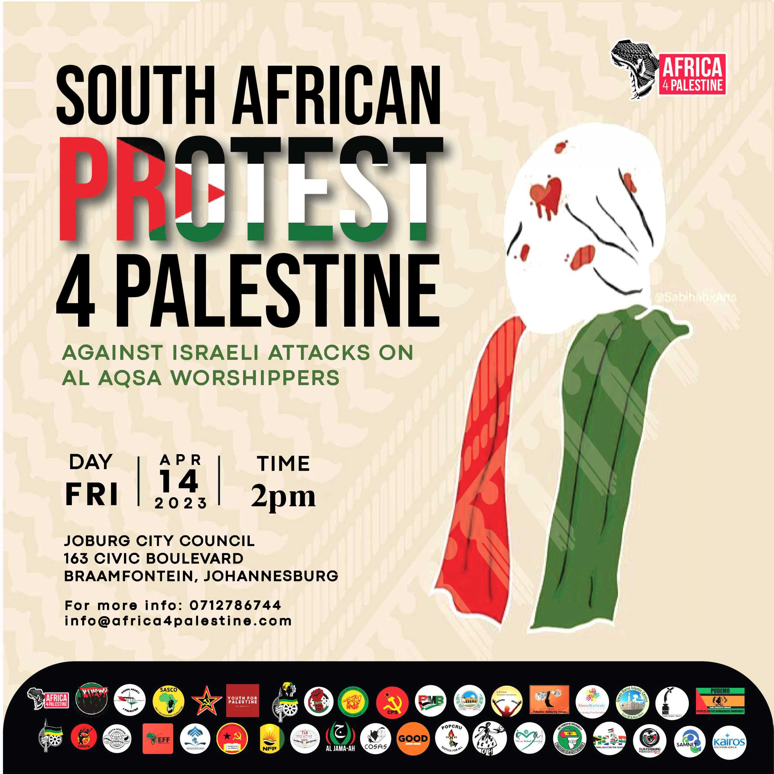 Over 35 organisations support Johannesburg protest 4 Palestine